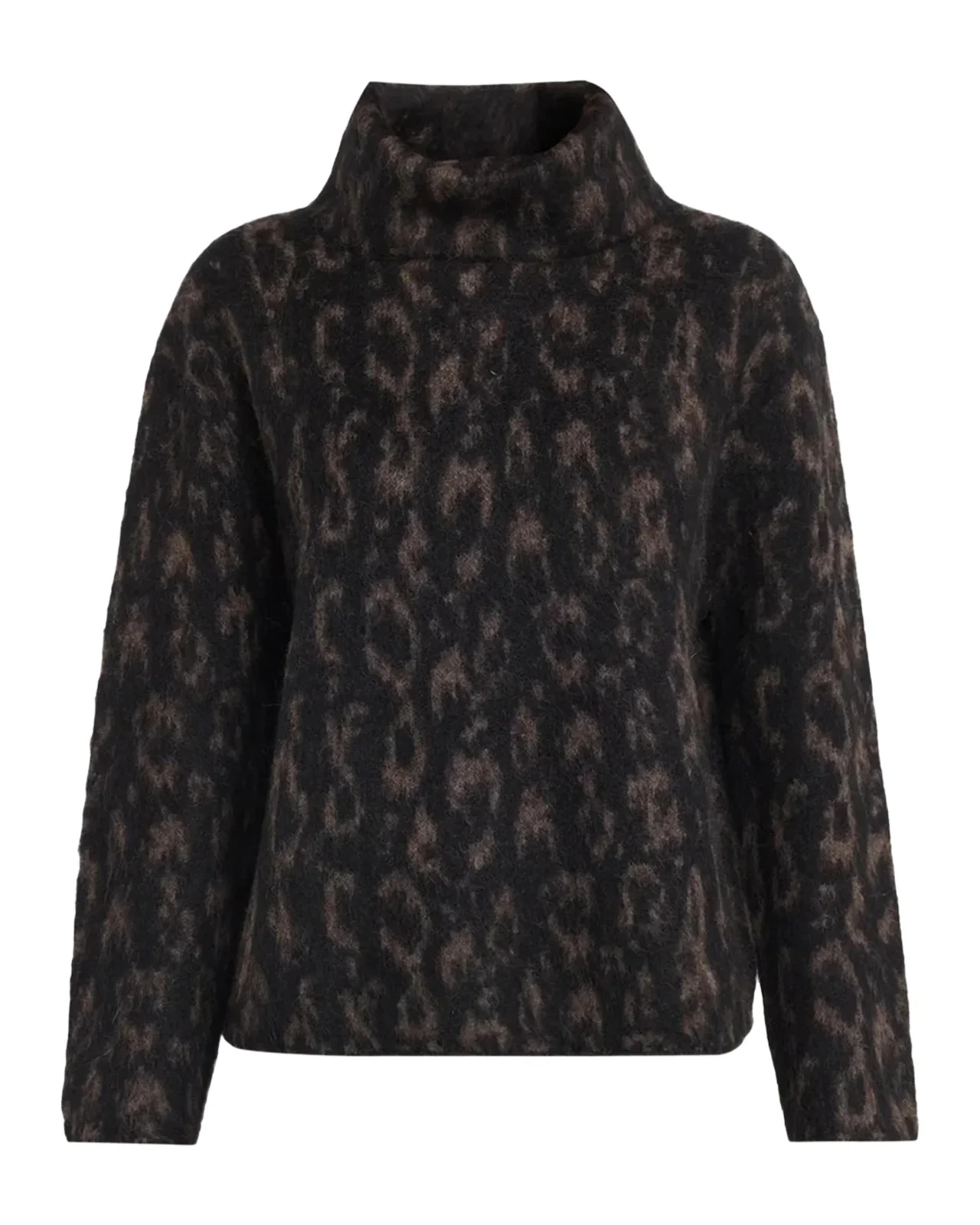 Vince Leopard-Jacquard Oversized Turtleneck Sweater