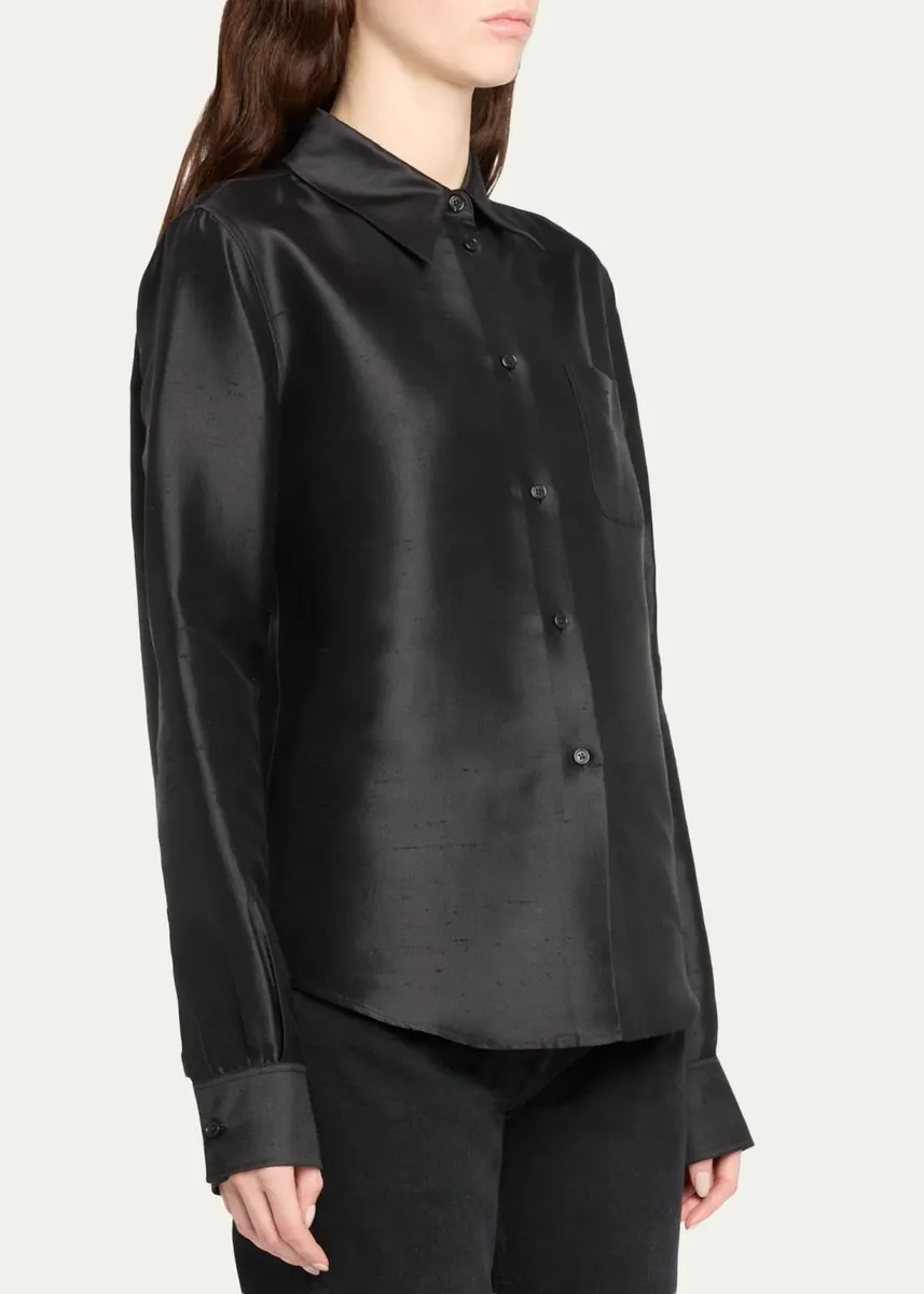 The Row Katune Silk Mikado Button-Down Shirt | Thumbnail 4 The Row Katune Silk Mikado Button-Down Shirt | Thumbnail 4