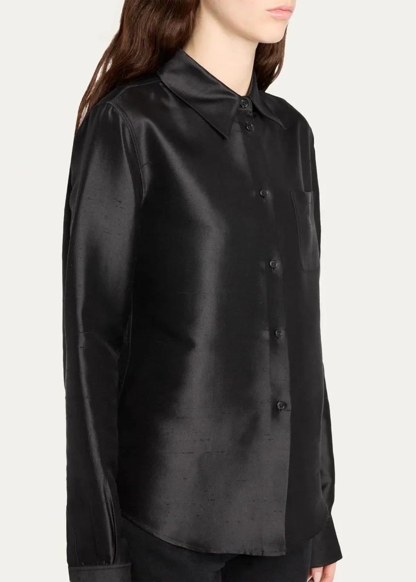 The Row Katune Silk Mikado Button-Down Shirt | Thumbnail 5 The Row Katune Silk Mikado Button-Down Shirt | Thumbnail 5