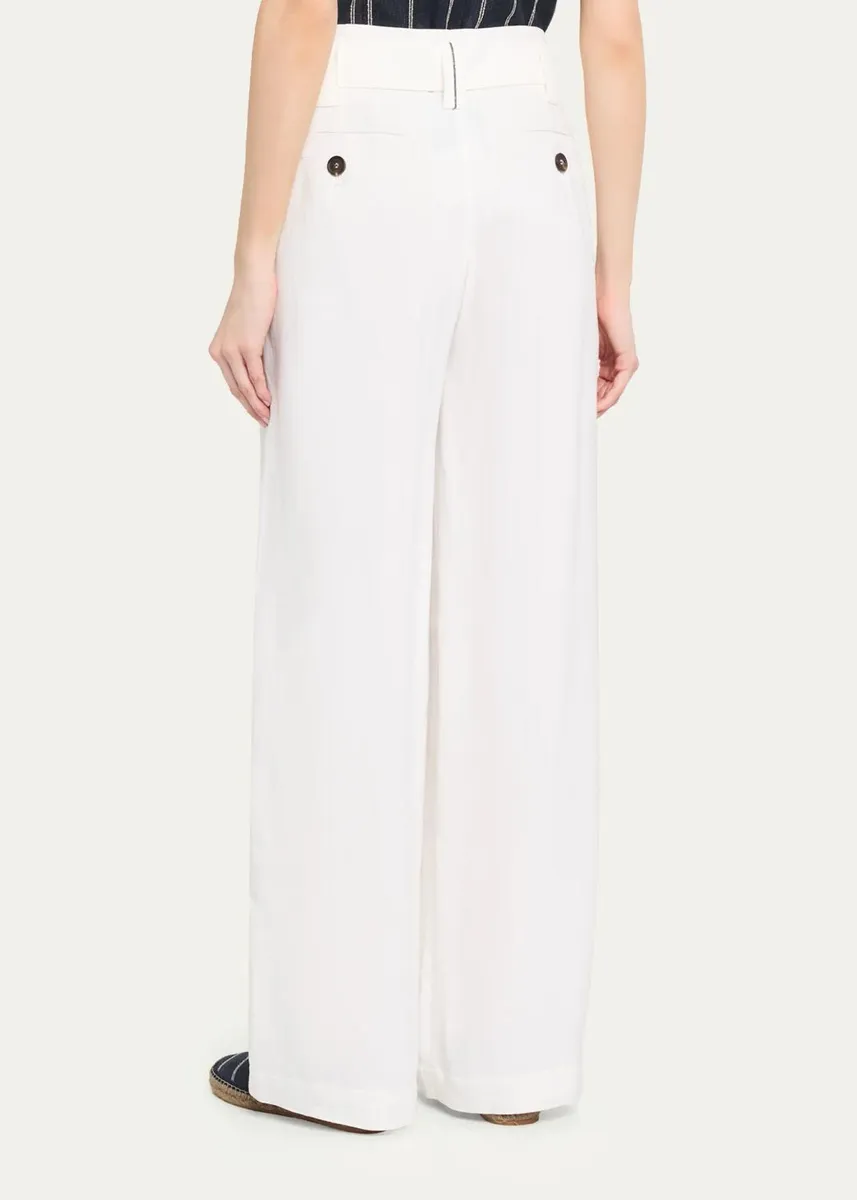 Brunello Cucinelli Macro Belted Linen-Blend Pleated Wide-Leg Pants | Thumbnail 3 Brunello Cucinelli Macro Belted Linen-Blend Pleated Wide-Leg Pants | Thumbnail 3