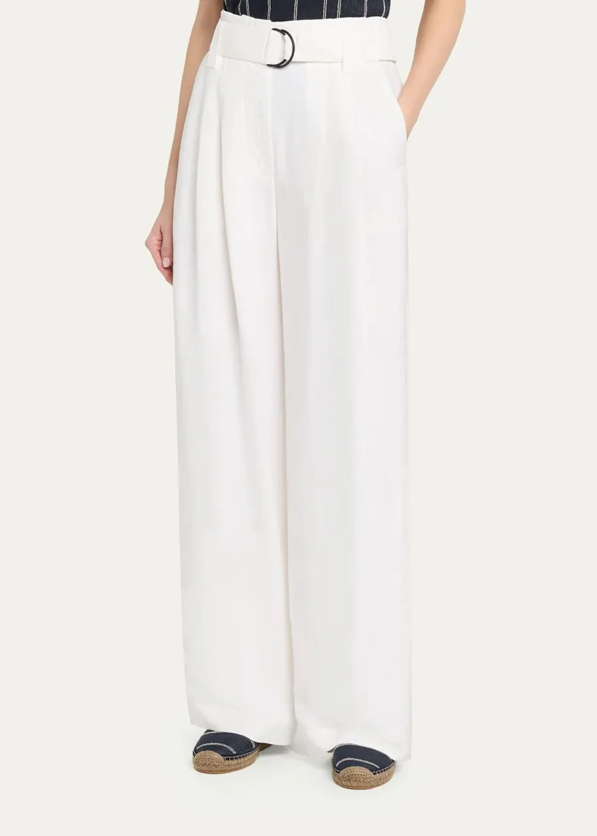 Brunello Cucinelli Macro Belted Linen-Blend Pleated Wide-Leg Pants | Thumbnail 4 Brunello Cucinelli Macro Belted Linen-Blend Pleated Wide-Leg Pants | Thumbnail 4