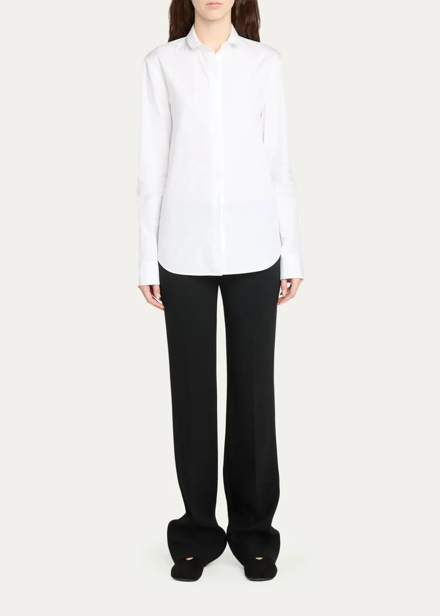 The Row Lapina Cotton Poplin Slim Button-Down Shirt | Thumbnail 2 The Row Lapina Cotton Poplin Slim Button-Down Shirt | Thumbnail 2