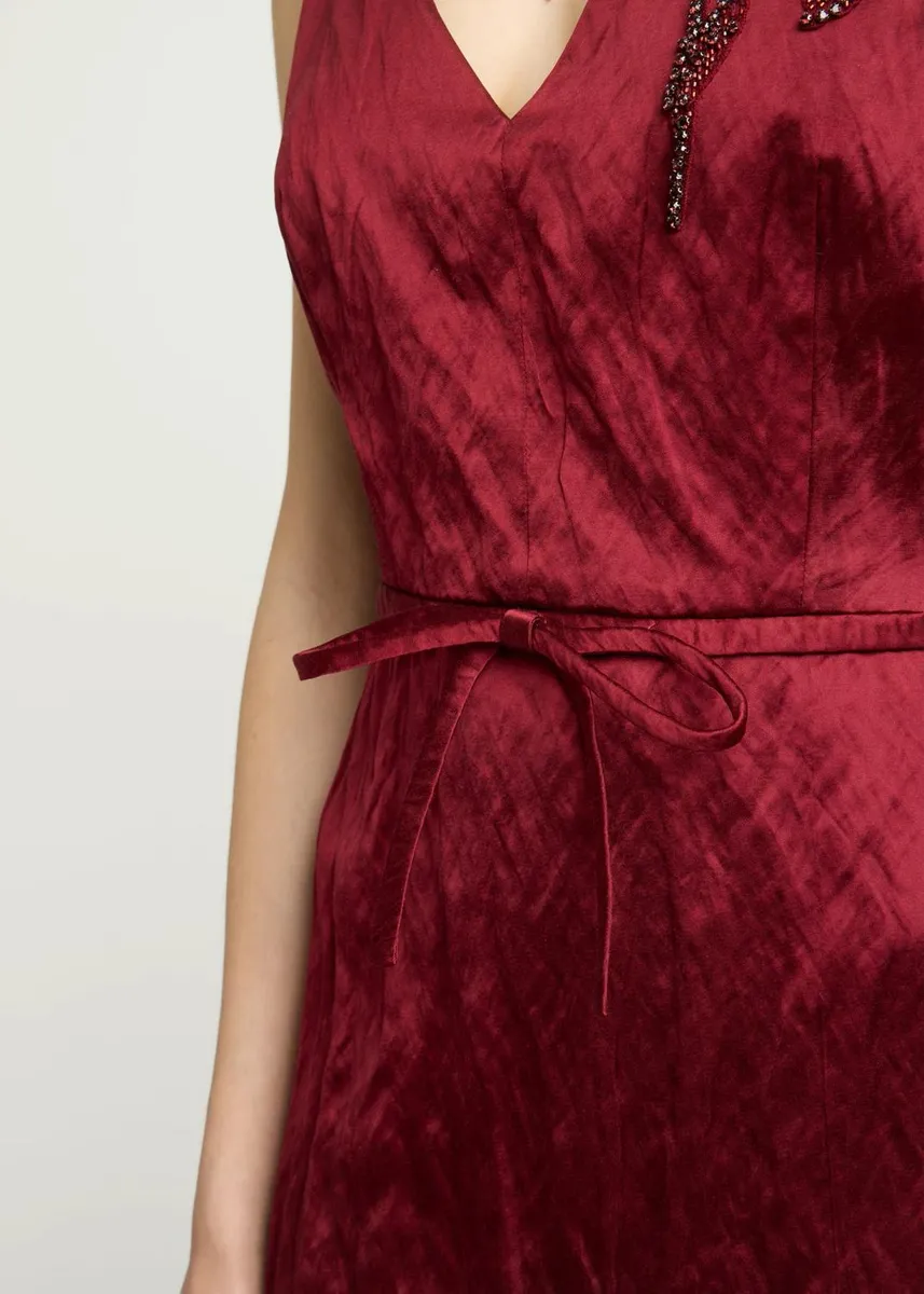 Erdem Embellished Textured Satin Sleeveless Midi Dress | Thumbnail 5 Erdem Embellished Textured Satin Sleeveless Midi Dress | Thumbnail 5
