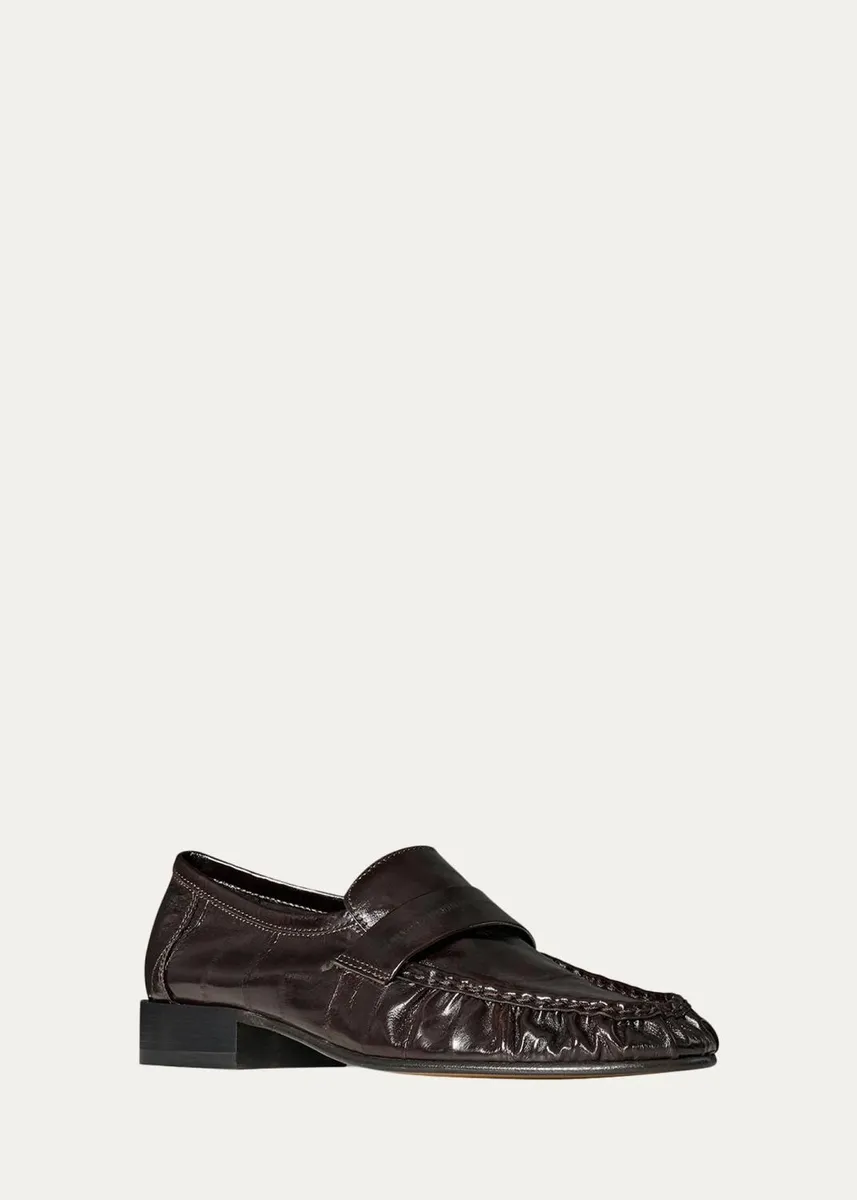 The Row Crinkled-Leather Penny Loafers | Thumbnail 2 The Row Crinkled-Leather Penny Loafers | Thumbnail 2