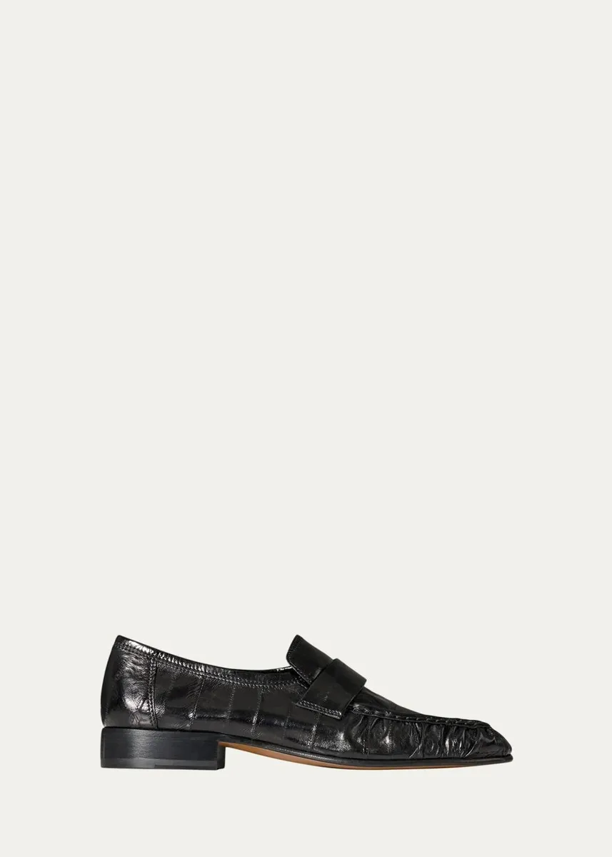 The Row Crinkled-Leather Penny Loafers | Thumbnail 3 The Row Crinkled-Leather Penny Loafers | Thumbnail 3