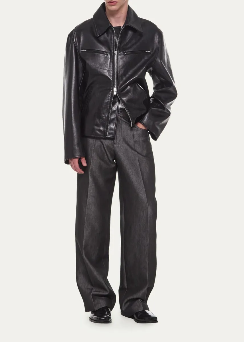 Helmut Lang Men's Leather Moto Jacket | Thumbnail 2