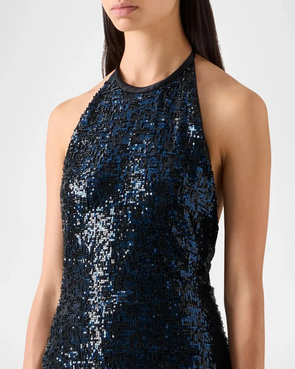 Akris Sequined Tulle Halter Slit Gown | Thumbnail 5 Akris Sequined Tulle Halter Slit Gown | Thumbnail 5