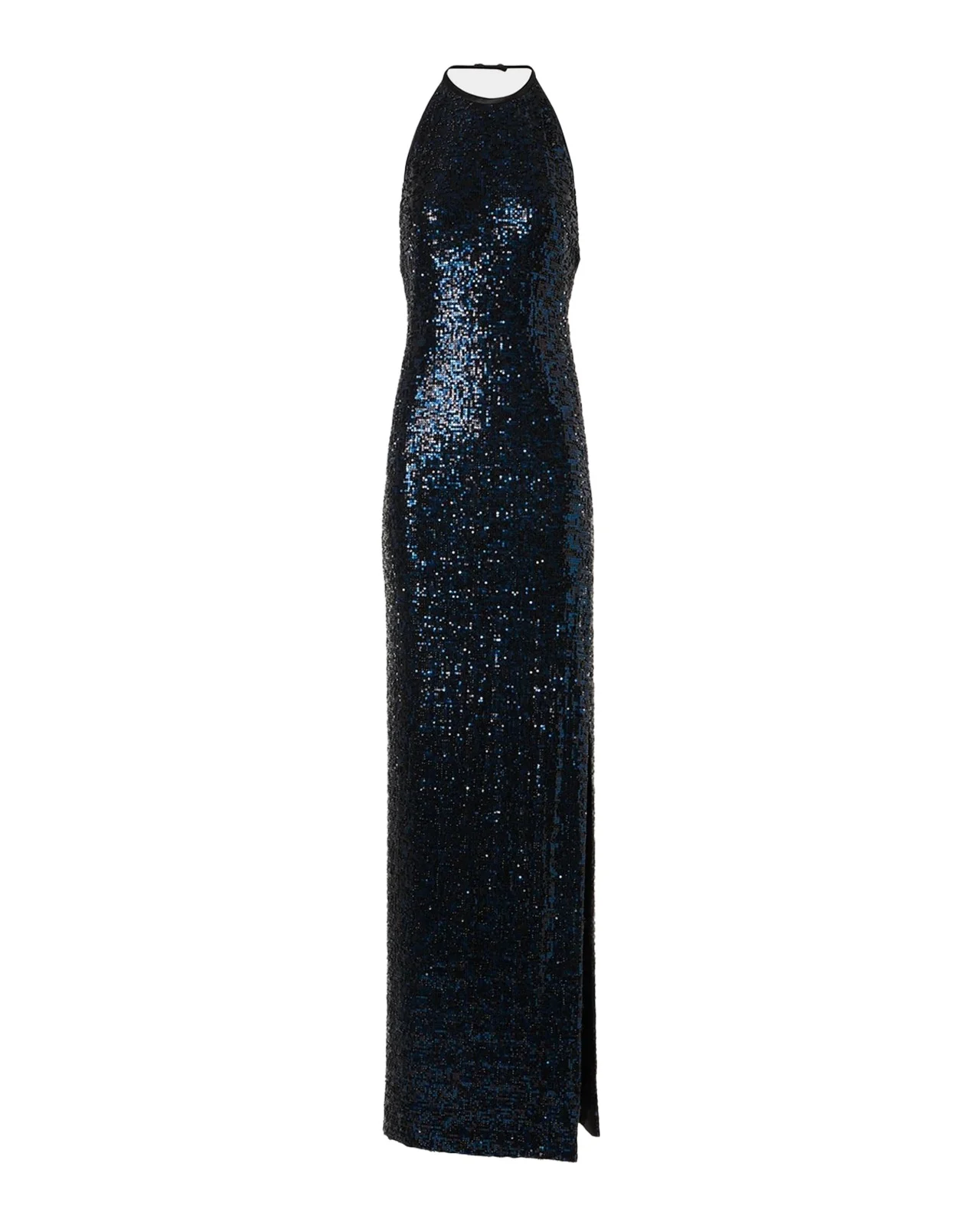 Sequined Tulle Halter Slit Gown Sequined Tulle Halter Slit Gown