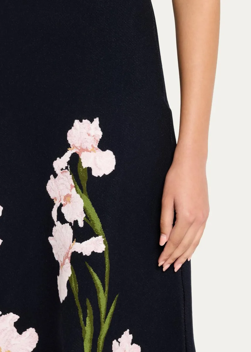 Oscar de la Renta Sleeveless Iris Knit Jacquard Midi Dress | Thumbnail 5 Oscar de la Renta Sleeveless Iris Knit Jacquard Midi Dress | Thumbnail 5