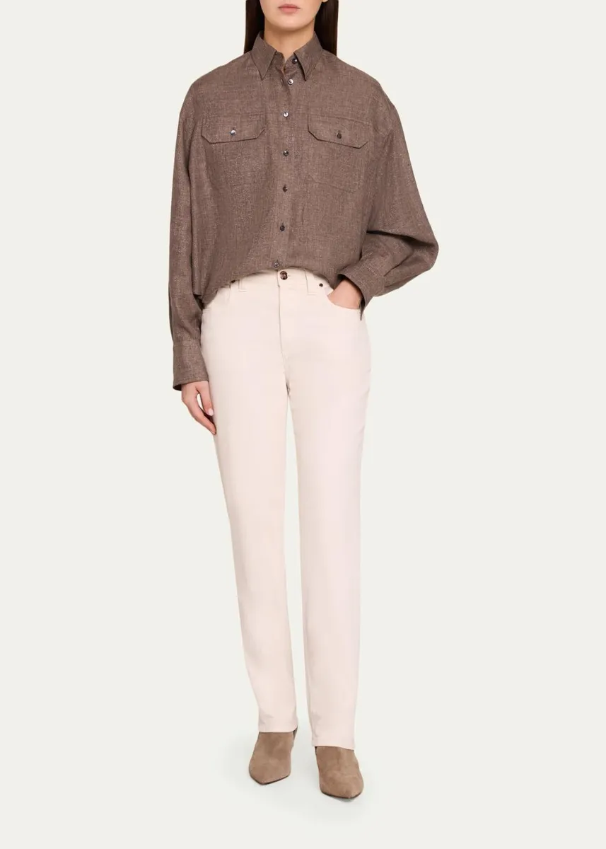 Brunello Cucinelli Sparkling Linen-Blend Button-Down Shirt | Thumbnail 2 Brunello Cucinelli Sparkling Linen-Blend Button-Down Shirt | Thumbnail 2