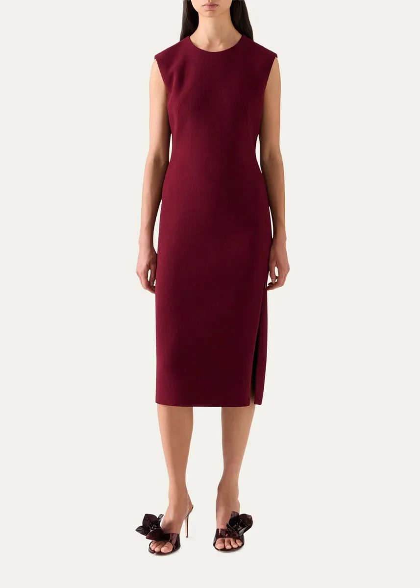 Akris Sleeveless Wool Crepe Double-Face Zip Slit Midi Dress | Thumbnail 2 Akris Sleeveless Wool Crepe Double-Face Zip Slit Midi Dress | Thumbnail 2