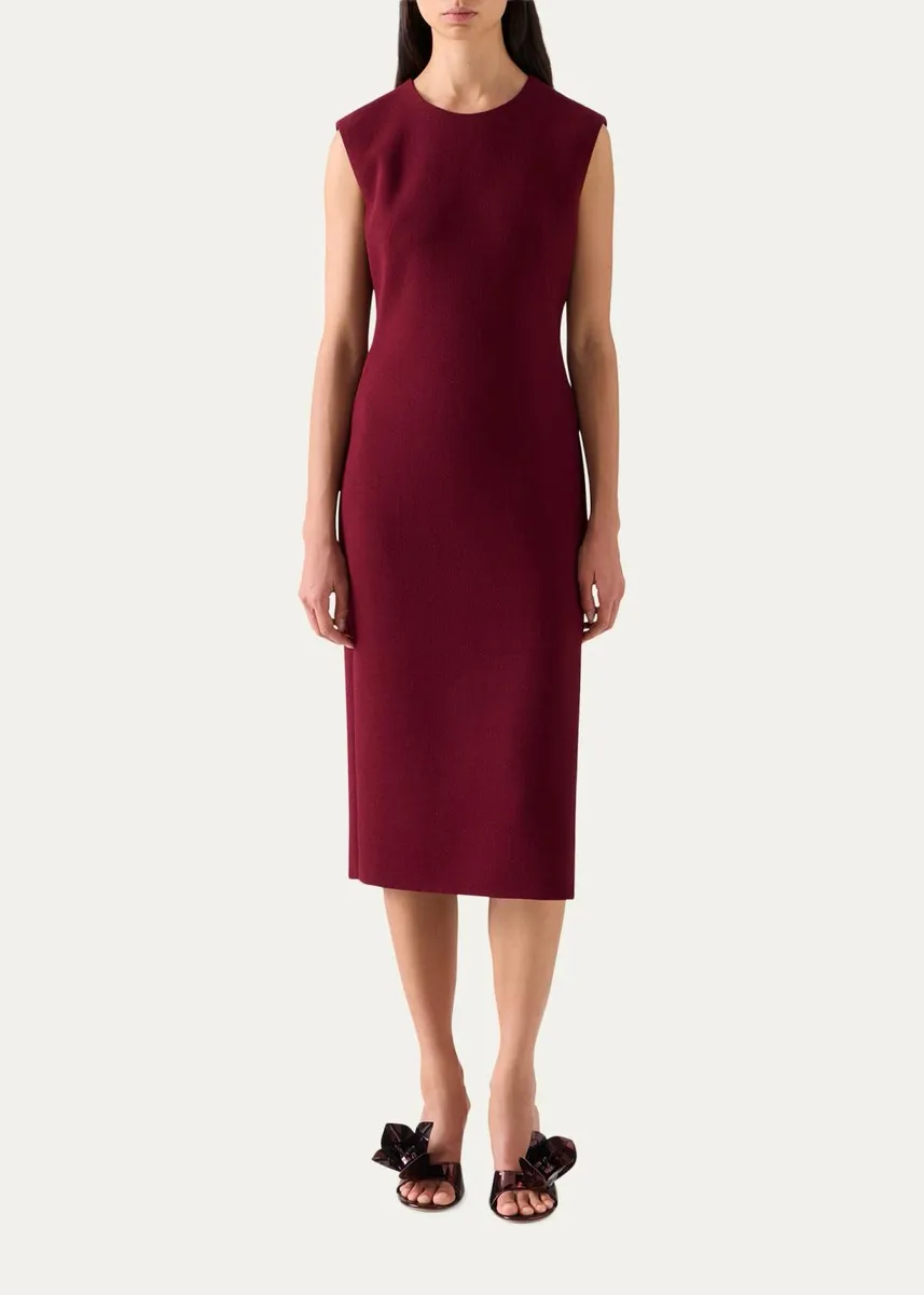 Akris Sleeveless Wool Crepe Double-Face Zip Slit Midi Dress | Thumbnail 4 Akris Sleeveless Wool Crepe Double-Face Zip Slit Midi Dress | Thumbnail 4