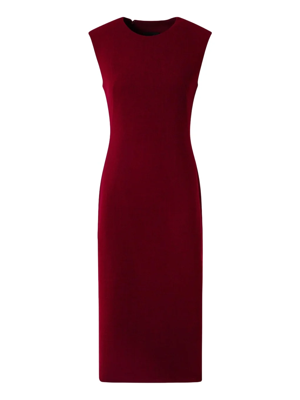 Sleeveless Wool Crepe Double-Face Zip Slit Midi Dress