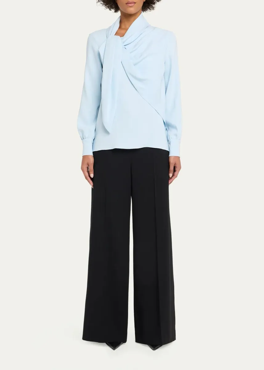 Oscar de la Renta Tieneck Georgette Blouse | Thumbnail 2 Oscar de la Renta Tieneck Georgette Blouse | Thumbnail 2