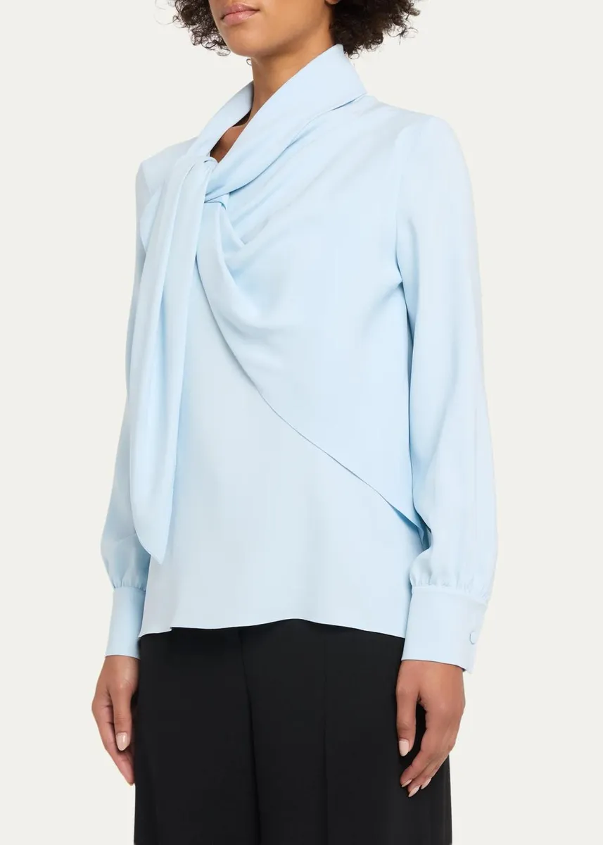 Oscar de la Renta Tieneck Georgette Blouse | Thumbnail 4 Oscar de la Renta Tieneck Georgette Blouse | Thumbnail 4