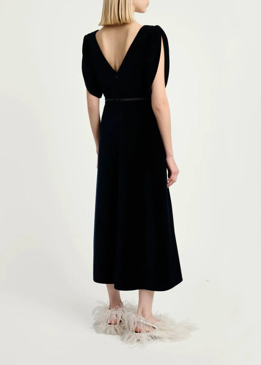 Erdem Embellished Velvet Short-Sleeve A-Line Midi Dress | Thumbnail 3 Erdem Embellished Velvet Short-Sleeve A-Line Midi Dress | Thumbnail 3