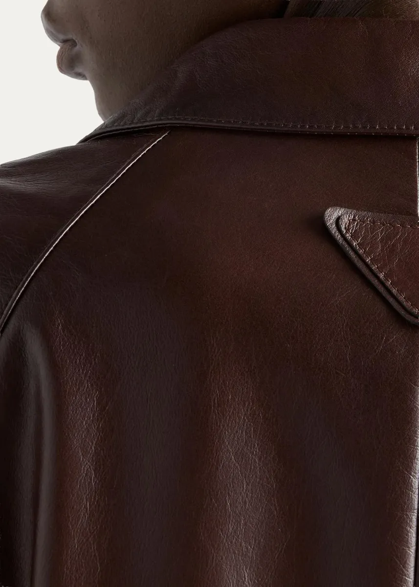 Prada Leather Single-Breasted Long Coat | Thumbnail 4 Prada Leather Single-Breasted Long Coat | Thumbnail 4