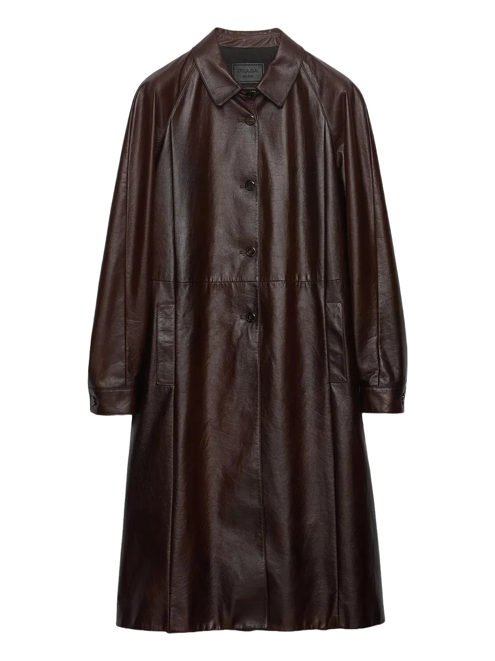 Leather Single-Breasted Long Coat Leather Single-Breasted Long Coat