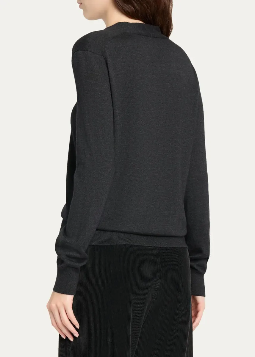 The Row Piro Cashmere-Silk Fine Knit V-Neck Sweater | Thumbnail 3 The Row Piro Cashmere-Silk Fine Knit V-Neck Sweater | Thumbnail 3