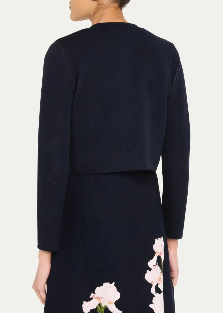Oscar de la Renta Iris Knit Jacquard Crop Cardigan | Thumbnail 3 Oscar de la Renta Iris Knit Jacquard Crop Cardigan | Thumbnail 3