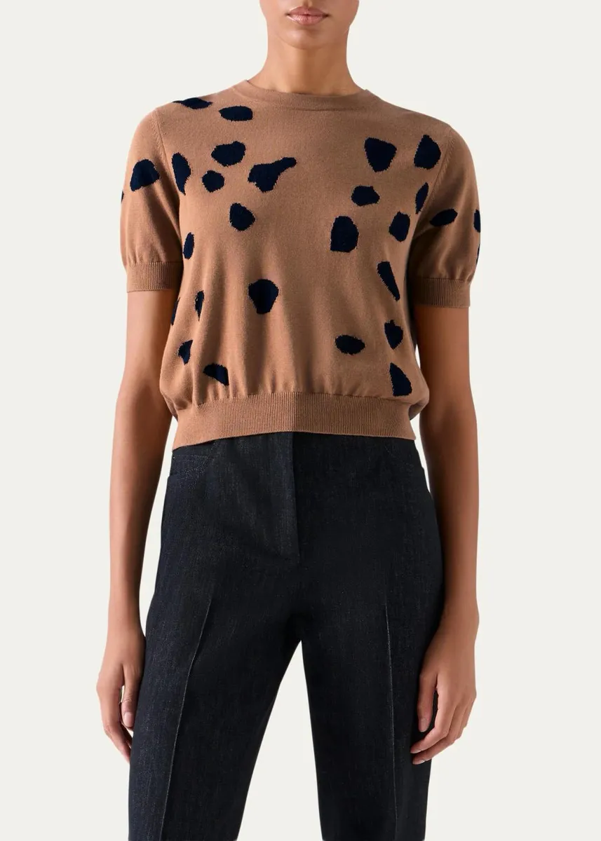 Akris Spotted Appaloosa Cotton-Blend Knit Sweater | Thumbnail 4