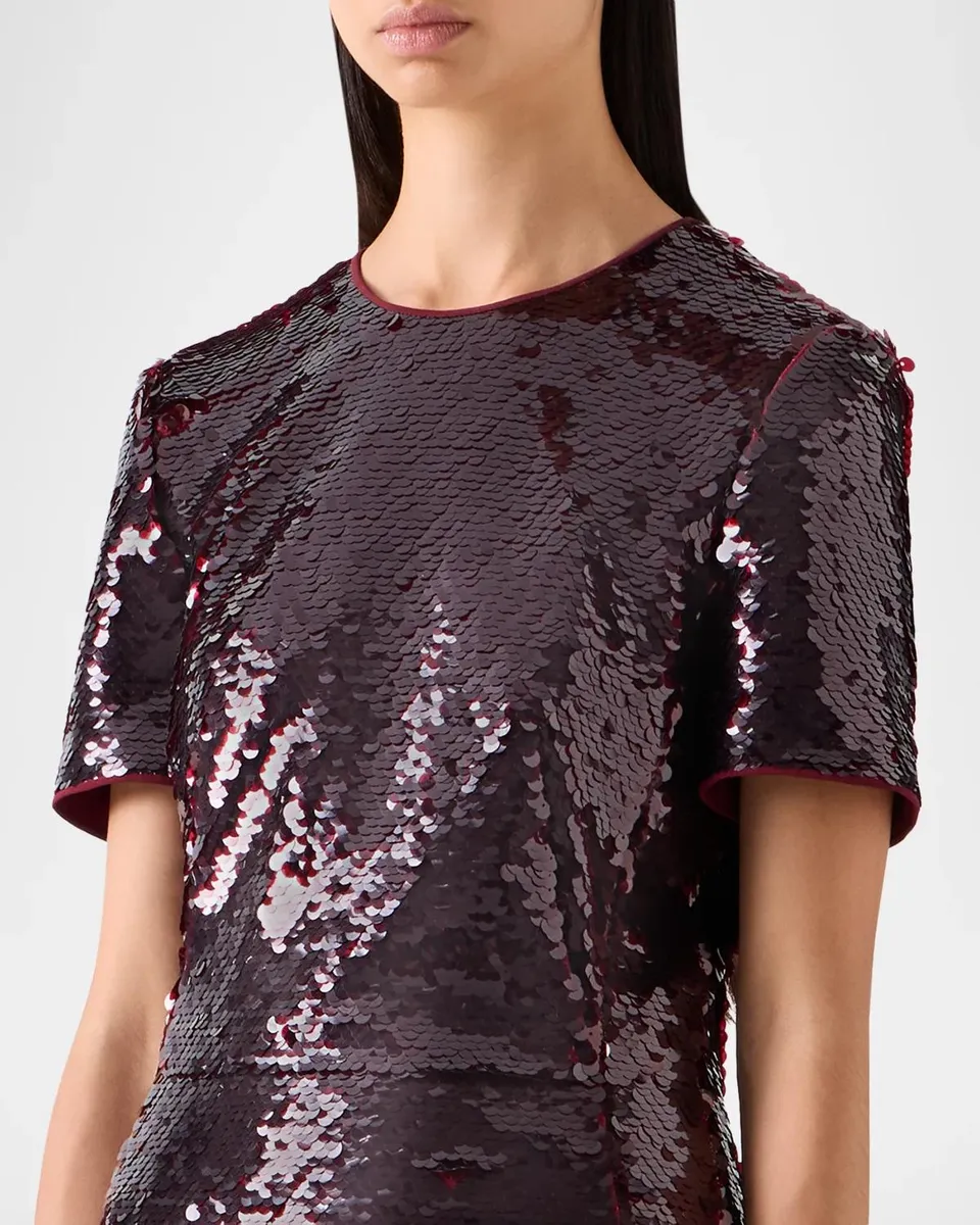 Akris Sequined Tulle Short-Sleeve A-Line Gown | Thumbnail 4 Akris Sequined Tulle Short-Sleeve A-Line Gown | Thumbnail 4