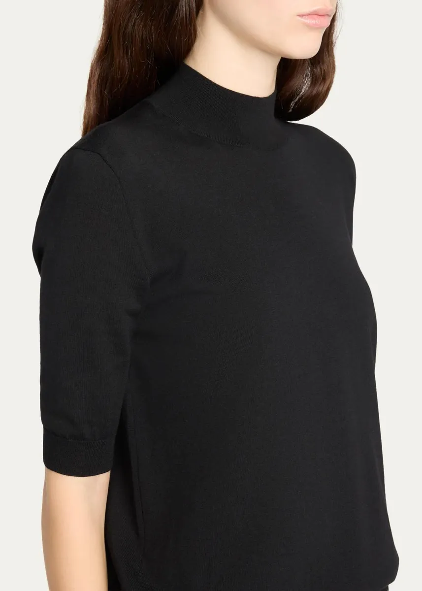 The Row Quser Mock-Neck Fine Wool Elbow-Sleeve Top | Thumbnail 5 The Row Quser Mock-Neck Fine Wool Elbow-Sleeve Top | Thumbnail 5