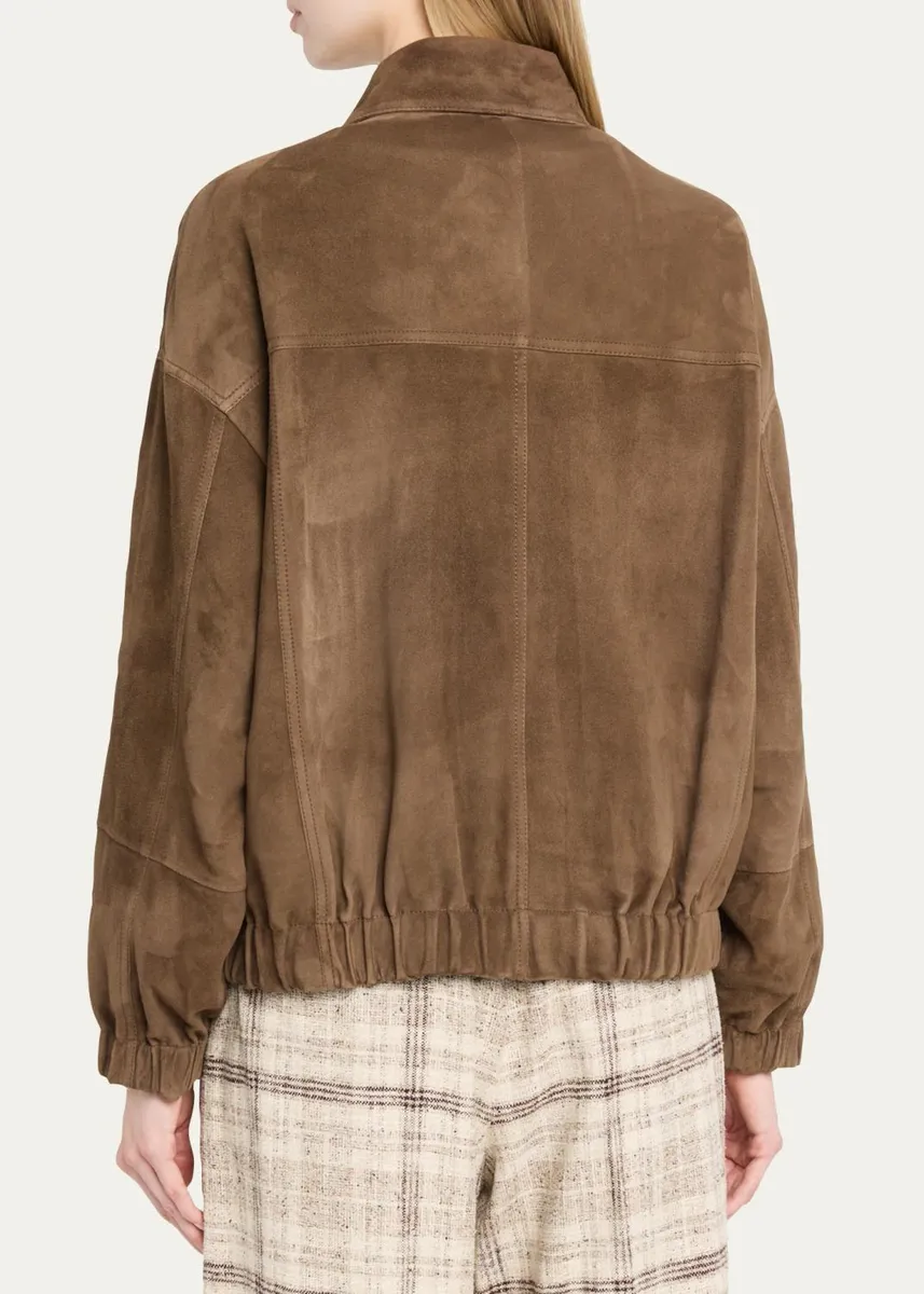 Brunello Cucinelli Couture Suede Collared Jacket | Thumbnail 3