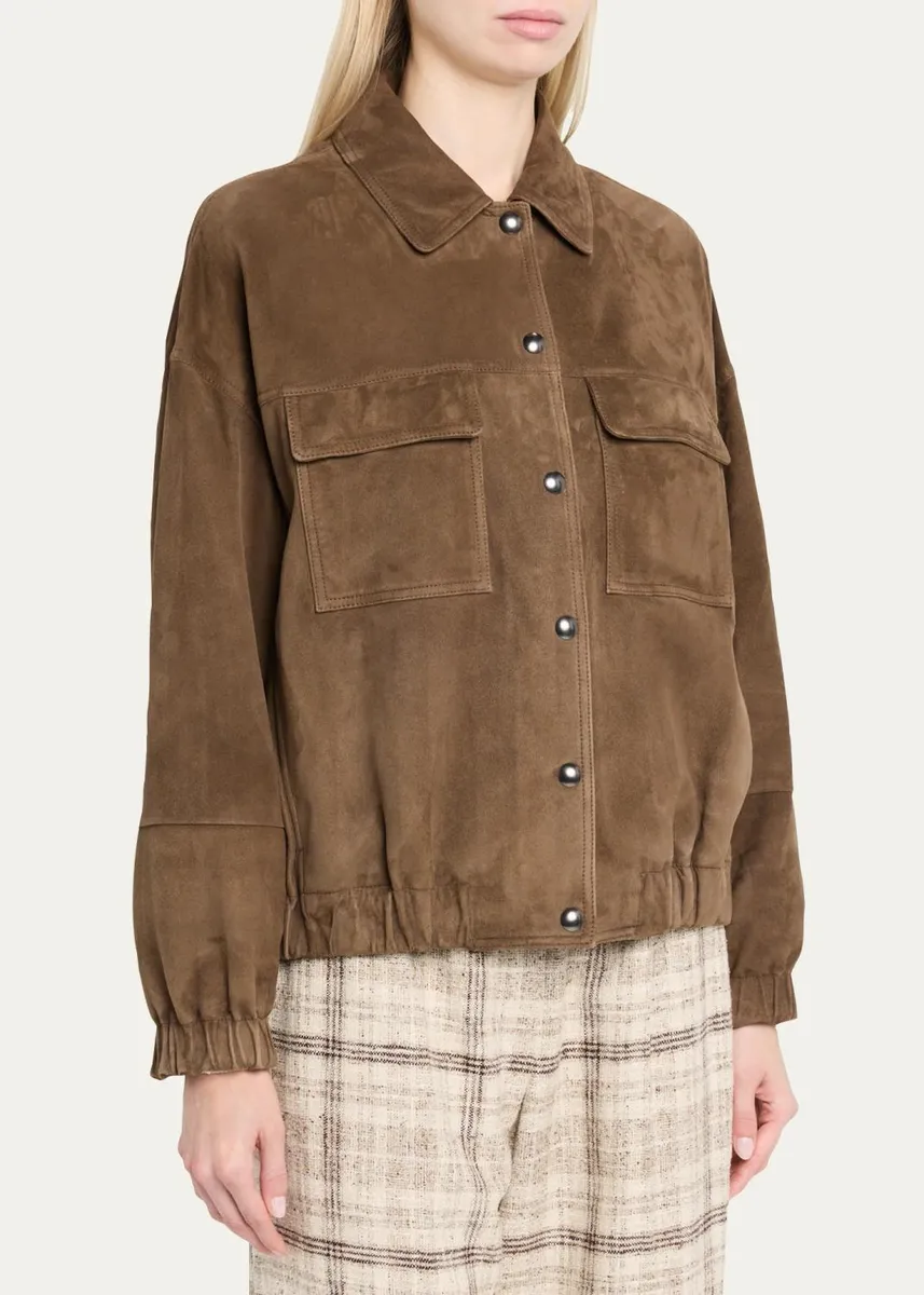 Brunello Cucinelli Couture Suede Collared Jacket | Thumbnail 4