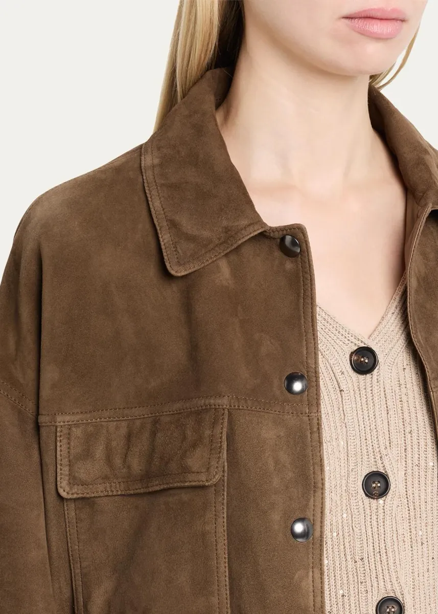 Brunello Cucinelli Couture Suede Collared Jacket | Thumbnail 5