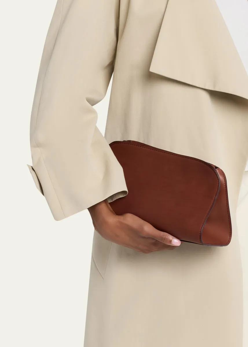 The Row Peggy Clutch Shoulder Bag in Saddle Leather | Thumbnail 3