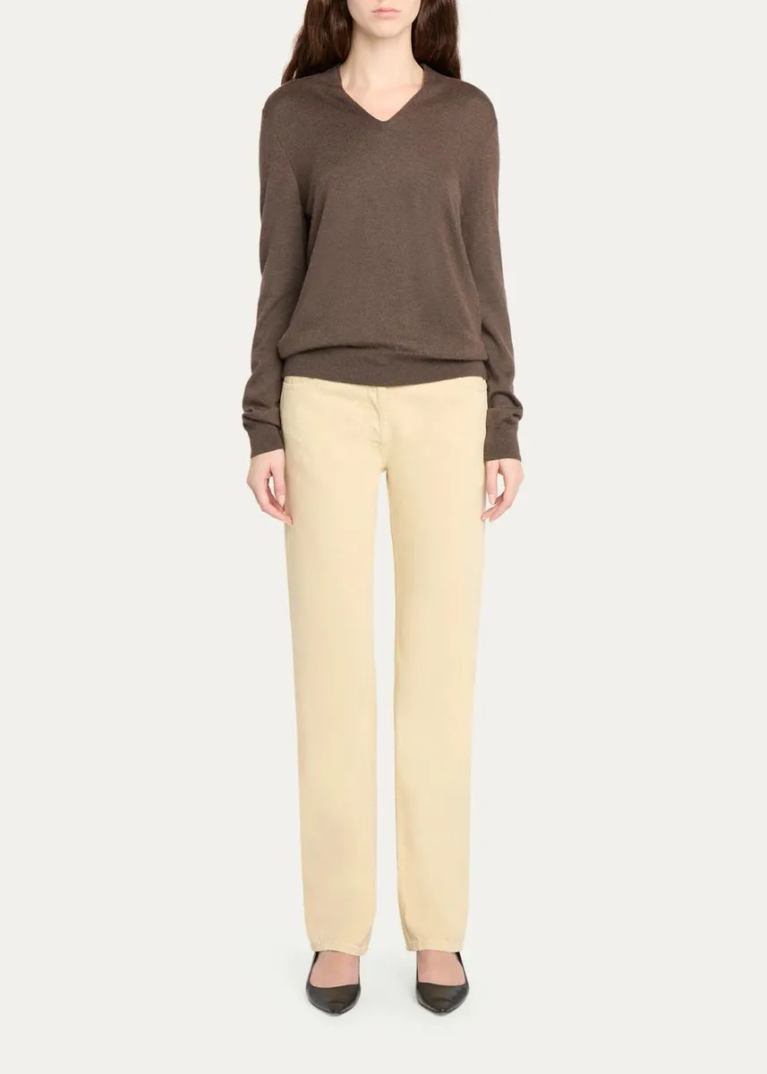The Row Piro Cashmere-Silk Fine Knit V-Neck Sweater | Thumbnail 2
