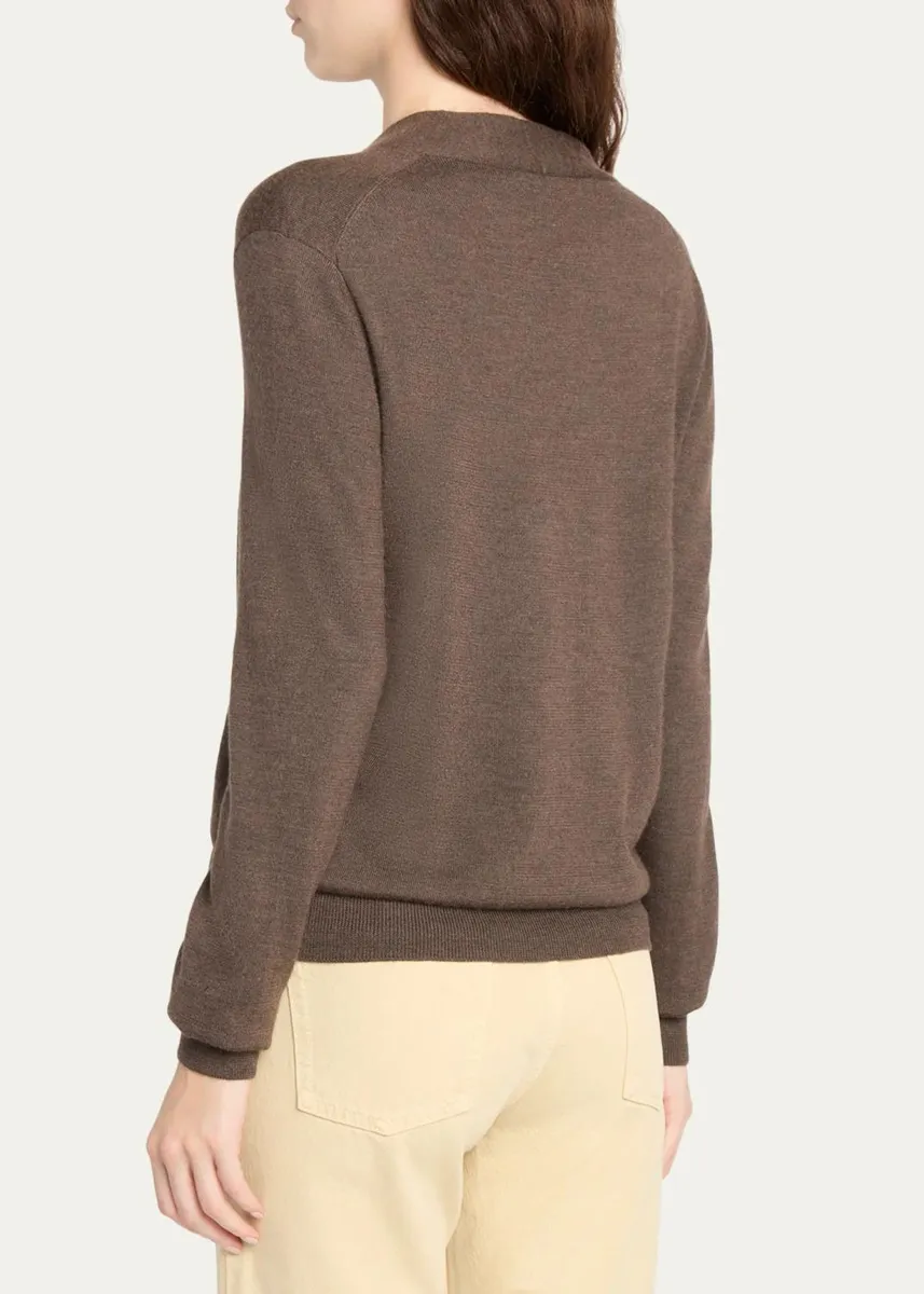 The Row Piro Cashmere-Silk Fine Knit V-Neck Sweater | Thumbnail 3