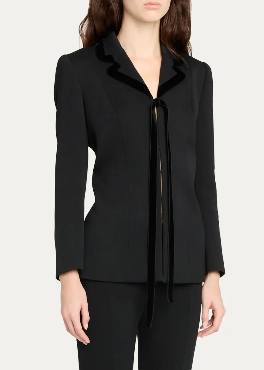 The Row Celinde Velvet-Trim Stretch Wool Single-Breasted Jacket | Thumbnail 4 The Row Celinde Velvet-Trim Stretch Wool Single-Breasted Jacket | Thumbnail 4