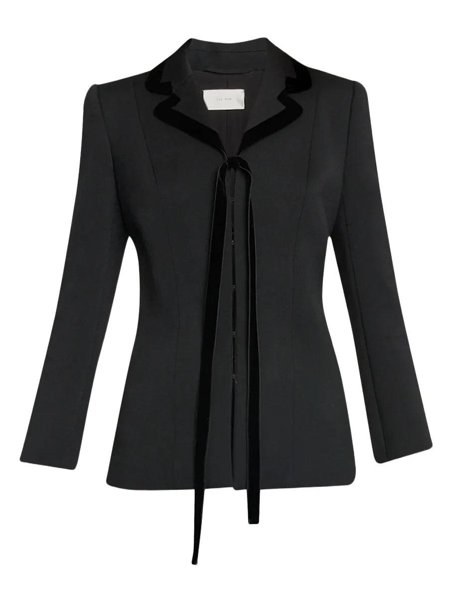 Celinde Velvet-Trim Stretch Wool Single-Breasted Jacket Celinde Velvet-Trim Stretch Wool Single-Breasted Jacket