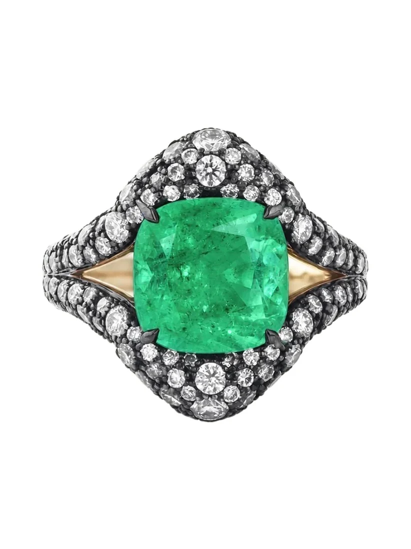 Mason and Books 14K Emerald Lasso Floret Ring with Diamonds