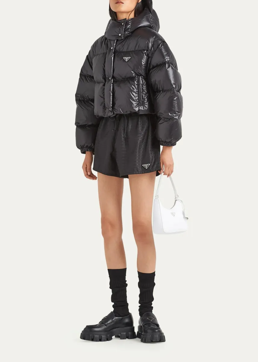 Prada Re-Nylon Transformable Hooded Down Jacket | Thumbnail 2 Prada Re-Nylon Transformable Hooded Down Jacket | Thumbnail 2