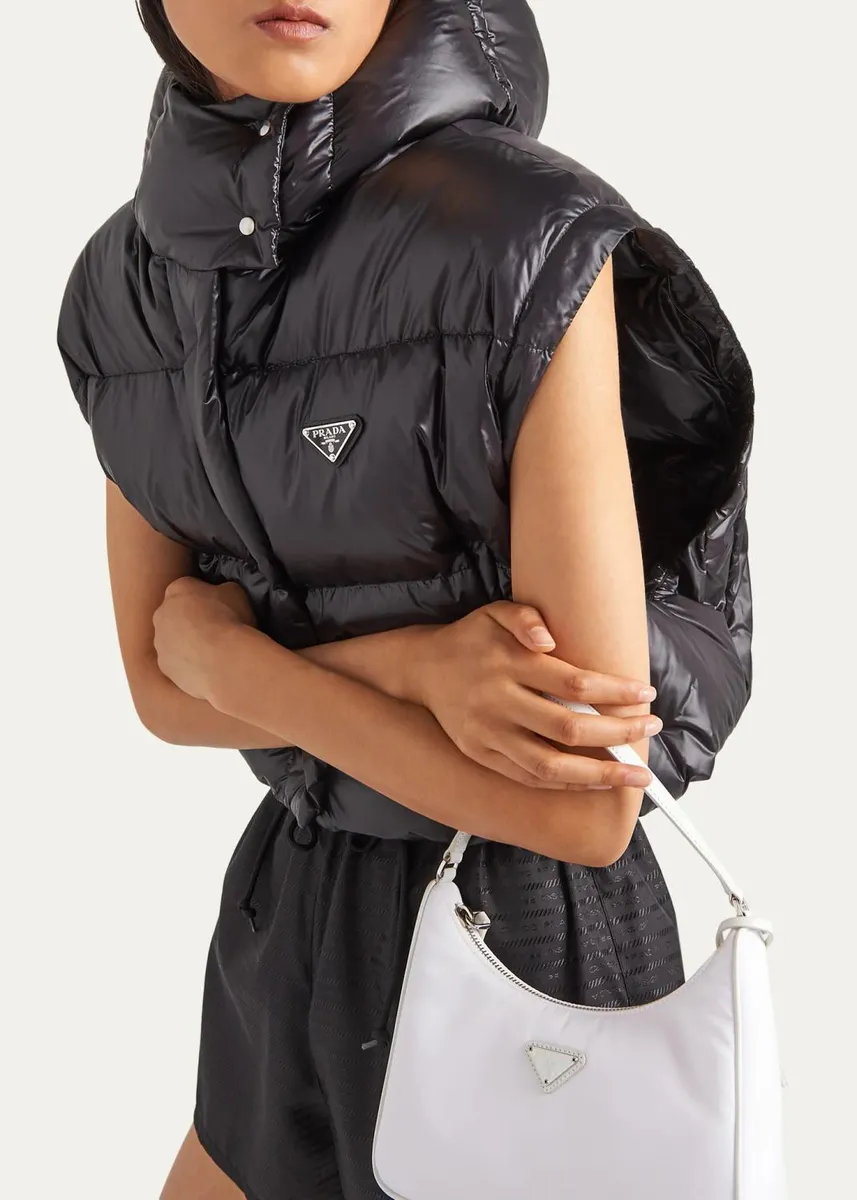 Prada Re-Nylon Transformable Hooded Down Jacket | Thumbnail 4 Prada Re-Nylon Transformable Hooded Down Jacket | Thumbnail 4