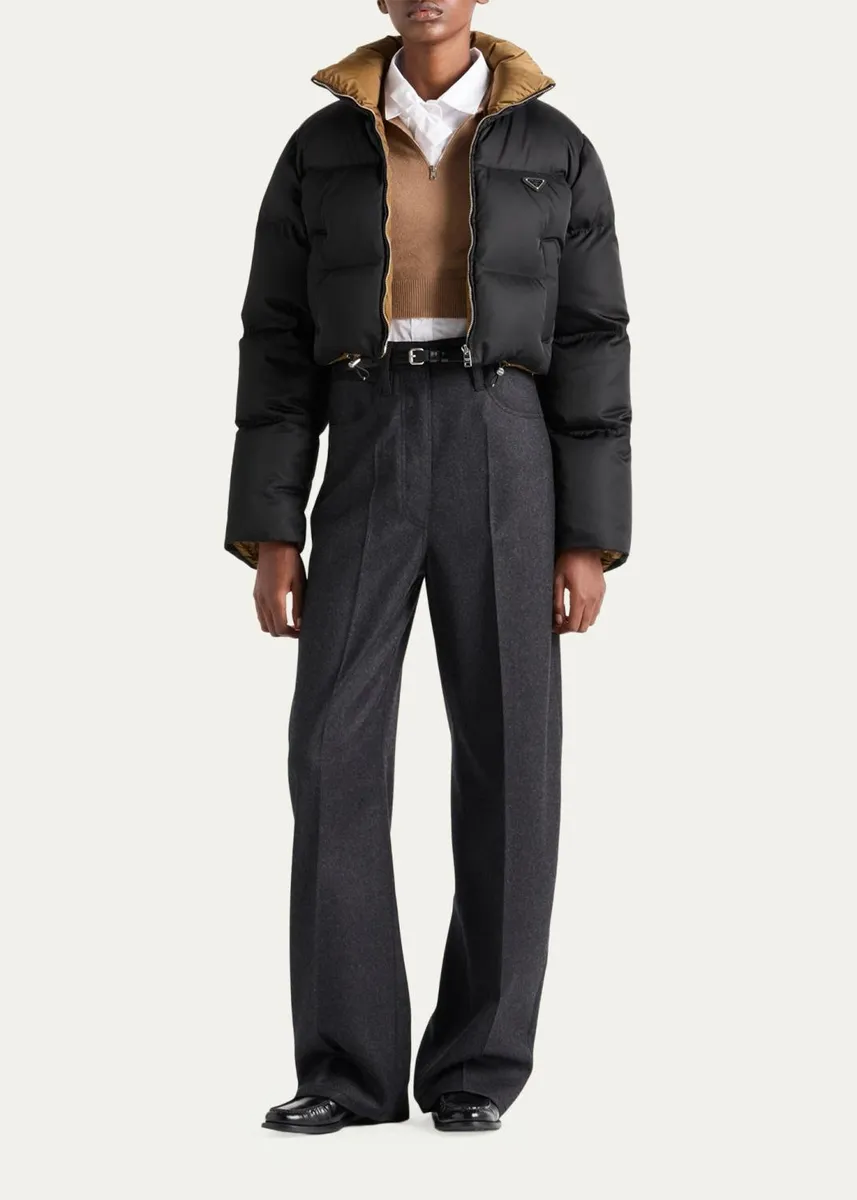 Prada Cropped Re-Nylon Down Jacket | Thumbnail 2 Prada Cropped Re-Nylon Down Jacket | Thumbnail 2