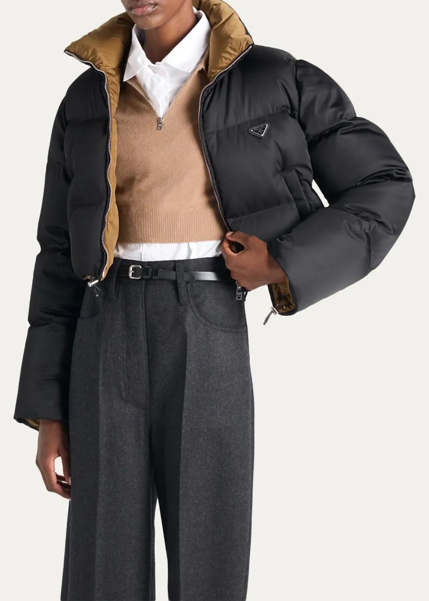 Prada Cropped Re-Nylon Down Jacket | Thumbnail 4 Prada Cropped Re-Nylon Down Jacket | Thumbnail 4