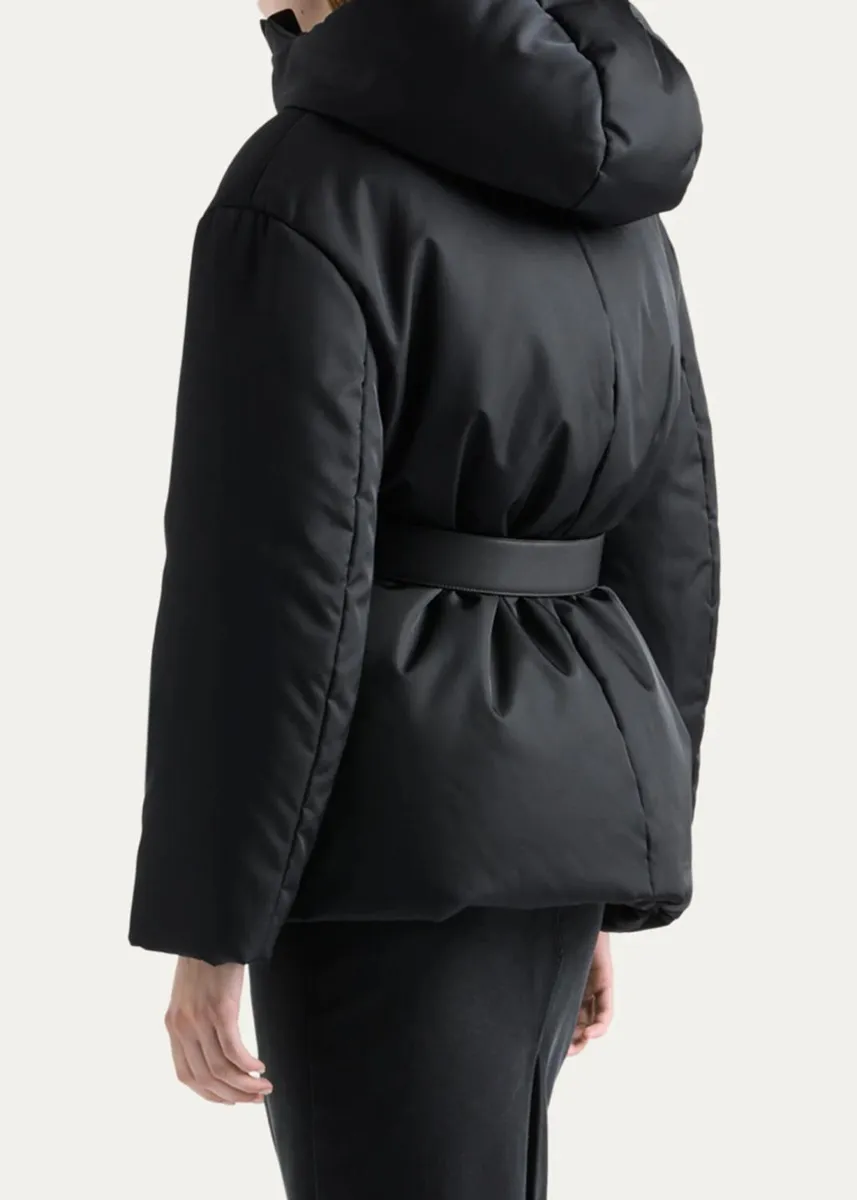 Prada Re-Nylon Belt Cinched Hooded Down Jacket | Thumbnail 3 Prada Re-Nylon Belt Cinched Hooded Down Jacket | Thumbnail 3
