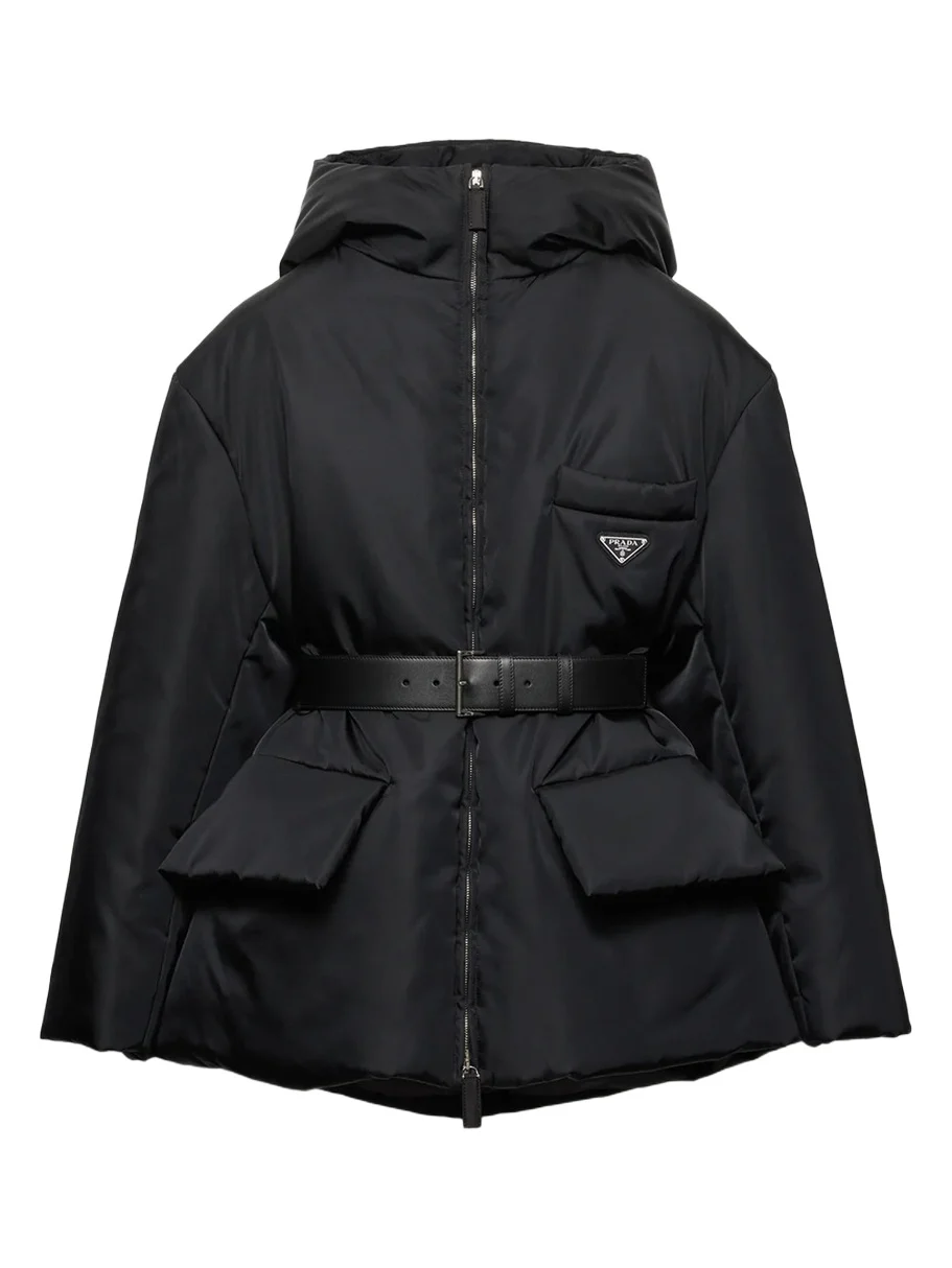 Re-Nylon Belt Cinched Hooded Down Jacket Re-Nylon Belt Cinched Hooded Down Jacket