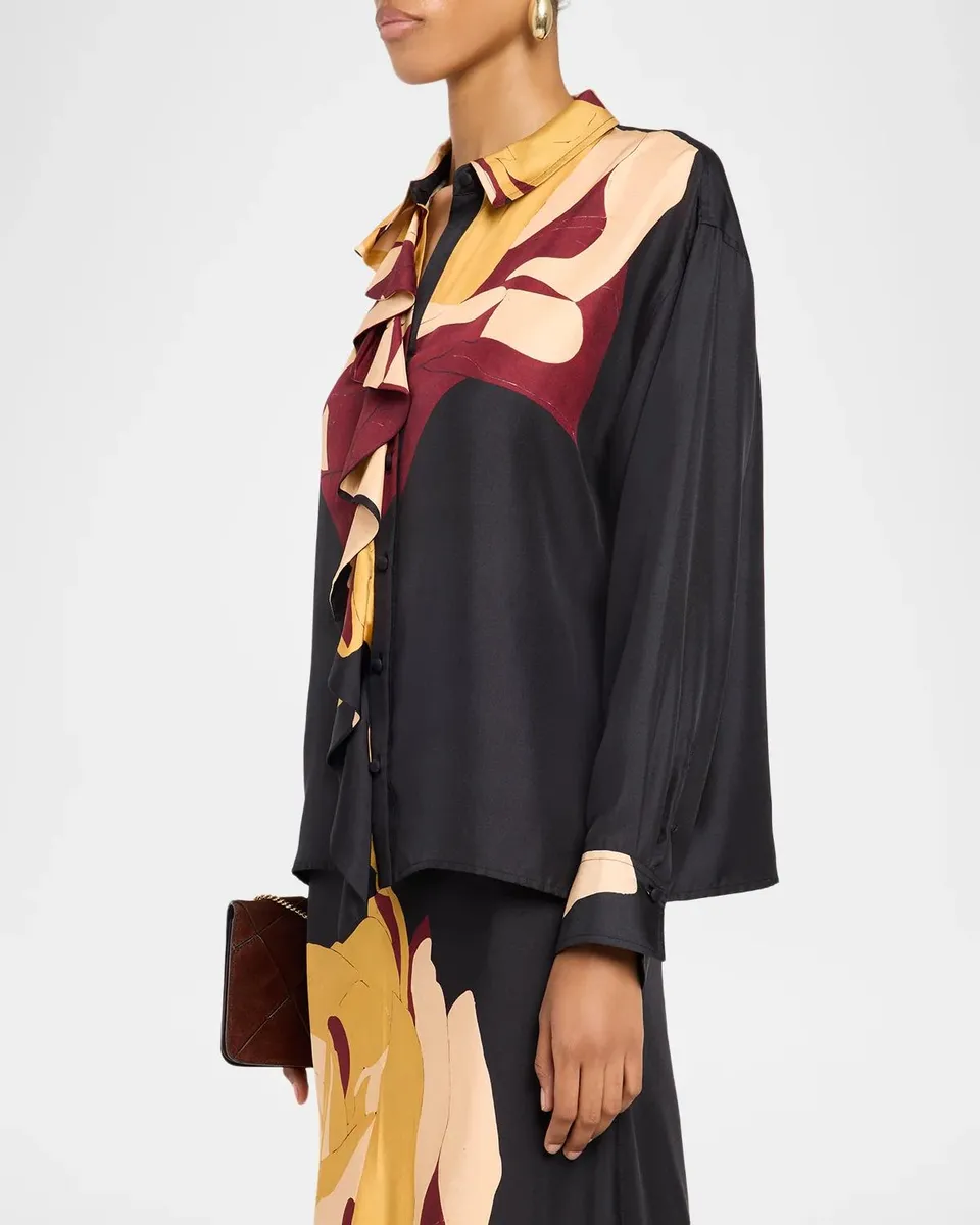 Ulla Johnson x Cassi Namoda Study Floral Silk Blouse | Thumbnail 4