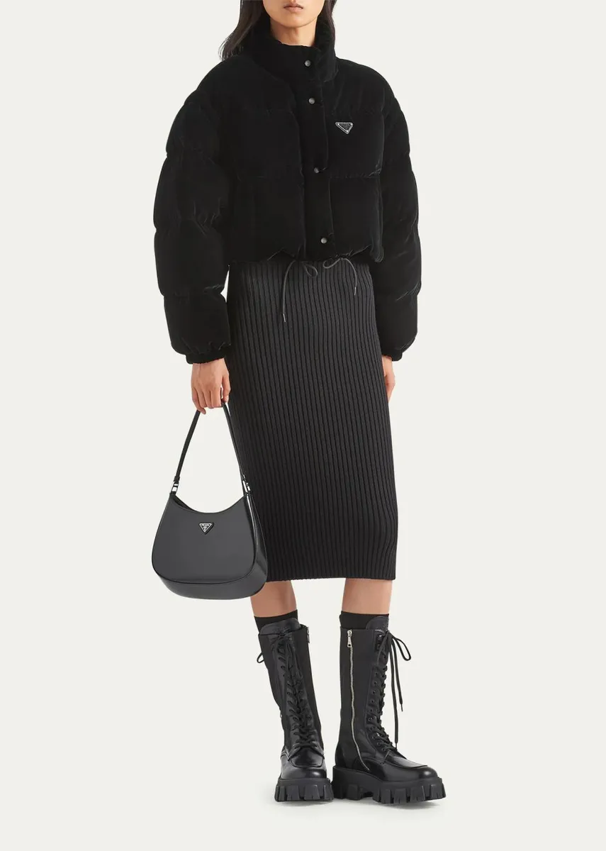 Prada Velvet Detachable-Sleeve Down Jacket | Thumbnail 2 Prada Velvet Detachable-Sleeve Down Jacket | Thumbnail 2