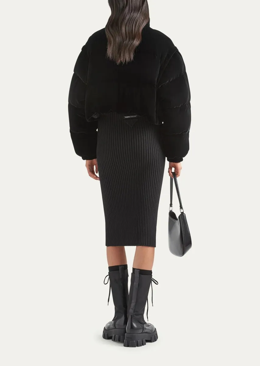 Prada Velvet Detachable-Sleeve Down Jacket | Thumbnail 3 Prada Velvet Detachable-Sleeve Down Jacket | Thumbnail 3