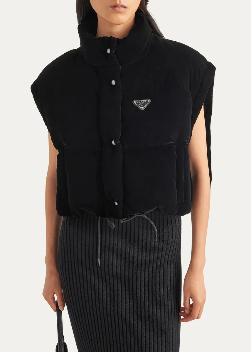 Prada Velvet Detachable-Sleeve Down Jacket | Thumbnail 4 Prada Velvet Detachable-Sleeve Down Jacket | Thumbnail 4