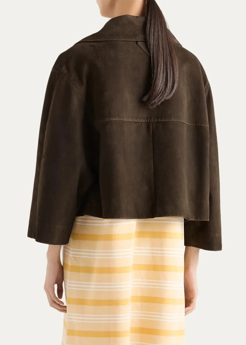 Prada Sueded Lambskin Cropped Jacket | Thumbnail 3