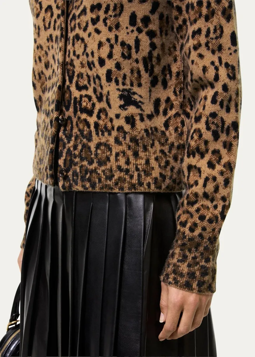 Burberry Sienna Leopard Wool-Cashmere Crewneck Cardigan | Thumbnail 3 Burberry Sienna Leopard Wool-Cashmere Crewneck Cardigan | Thumbnail 3