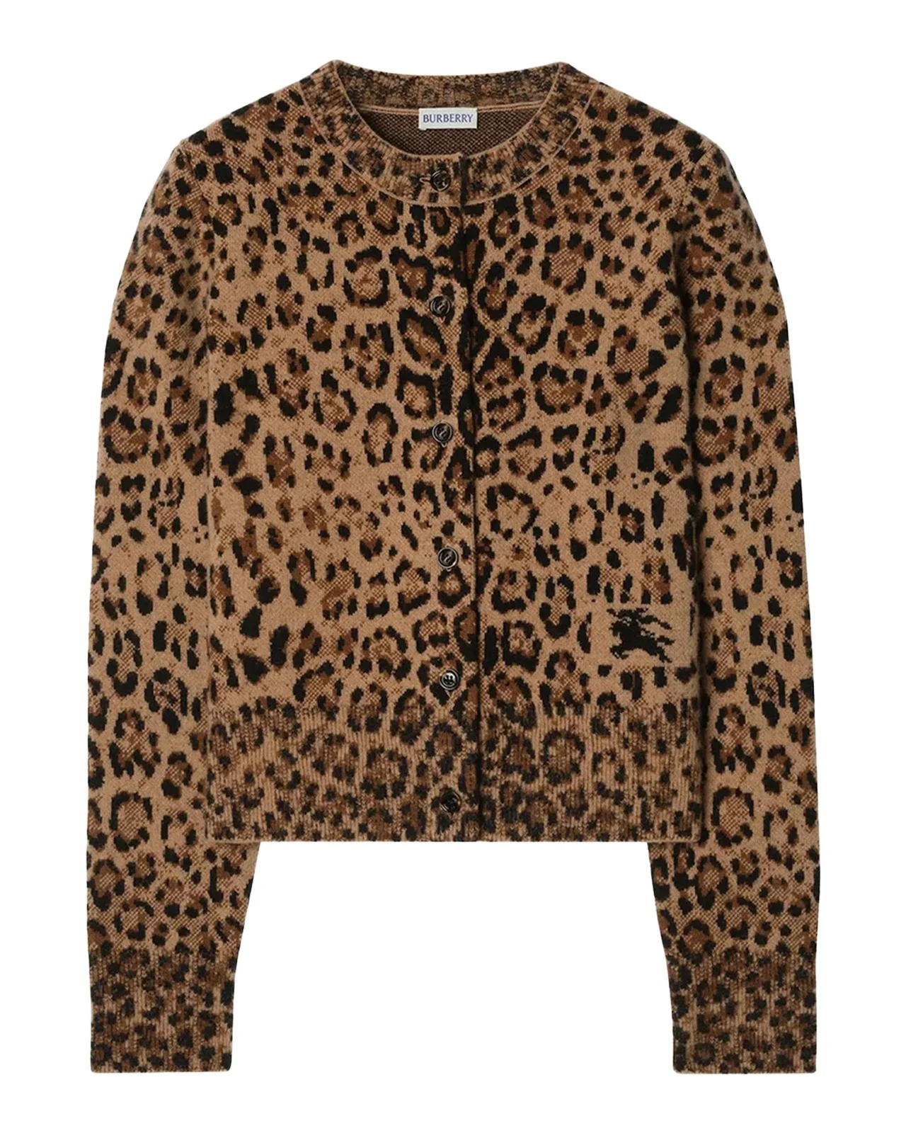 Sienna Leopard Wool-Cashmere Crewneck Cardigan