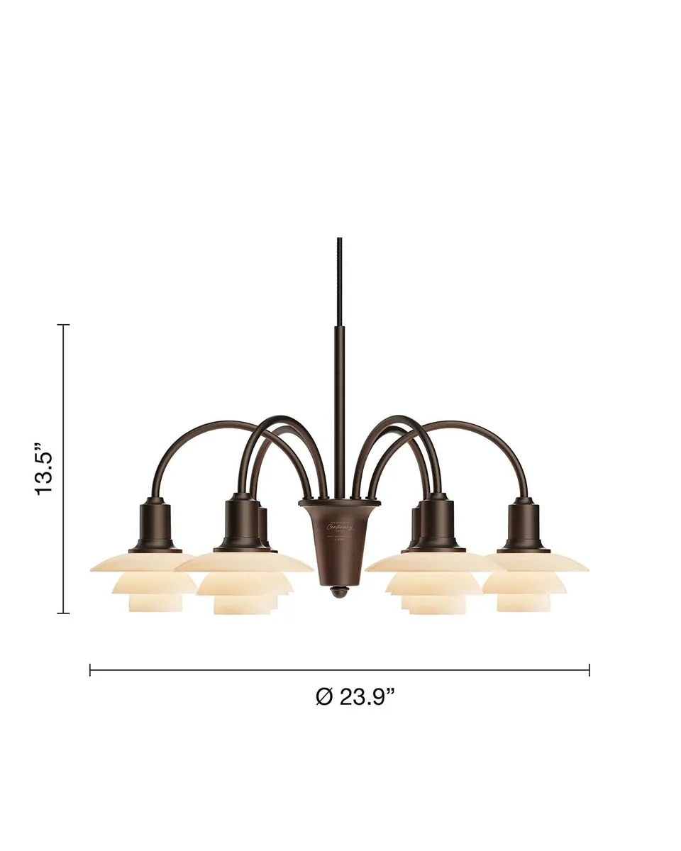 Louis Poulsen PH 1/1 24" Aged Brass 6-Light Chandelier, Centenary Edition | Thumbnail 3